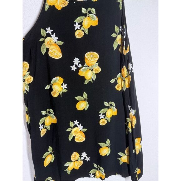 Forever 21 Women’s Black Lemon Print Sleeveless Mini Dress Size M See Notes - Picture 4 of 10